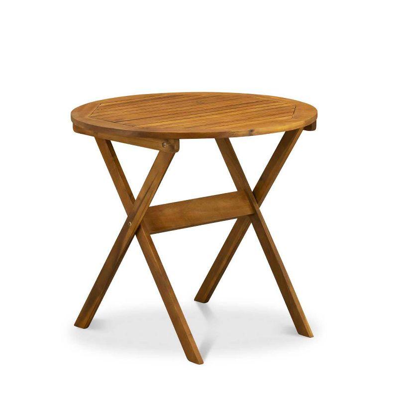 Natural Oil Finish Acacia Wood Round Folding Bistro Table