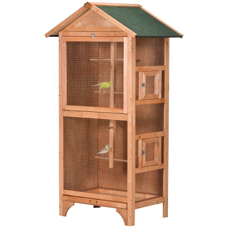 Large Orange Wooden Outdoor Bird Cage with Removable Tray