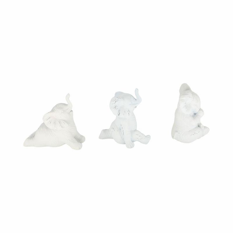 Sagebrook Home Set of 3 Yoga Elephant Figurines - Classic White Polyresin Sculpture of Yoga Posed Eleplants - Home, Office, Yoga Studio Decor -