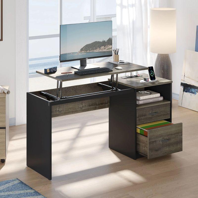 Bestier 60 Inch Home Office Desk with Power OutLets