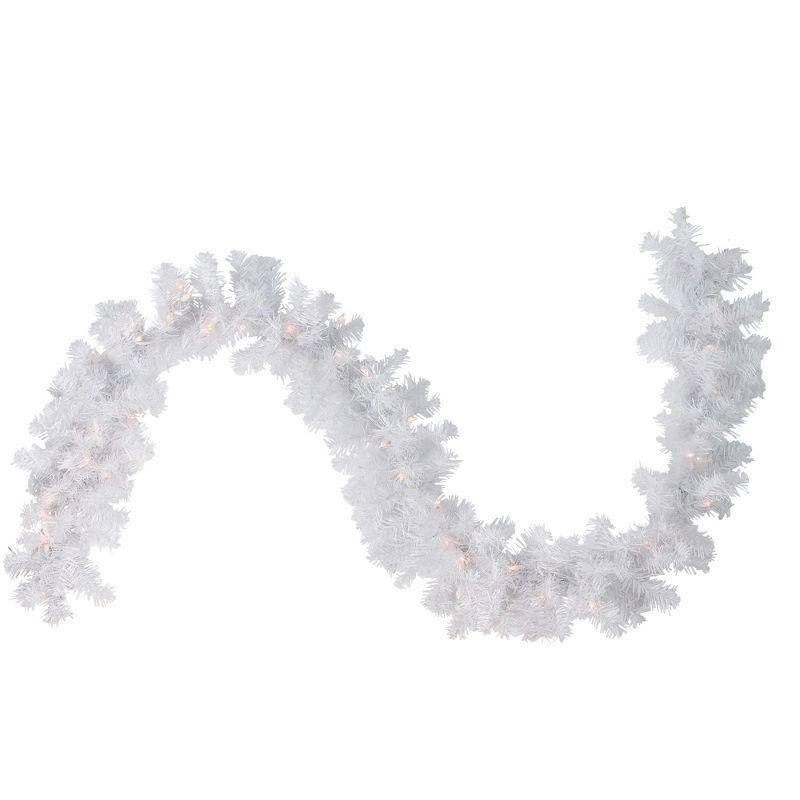 12.2" White Crystal Spruce Pre-Lit Artificial Christmas Garland