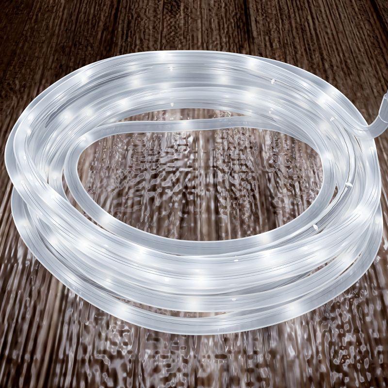 Cool White LED Solar Powered Outdoor Rope Light with 8 Modes