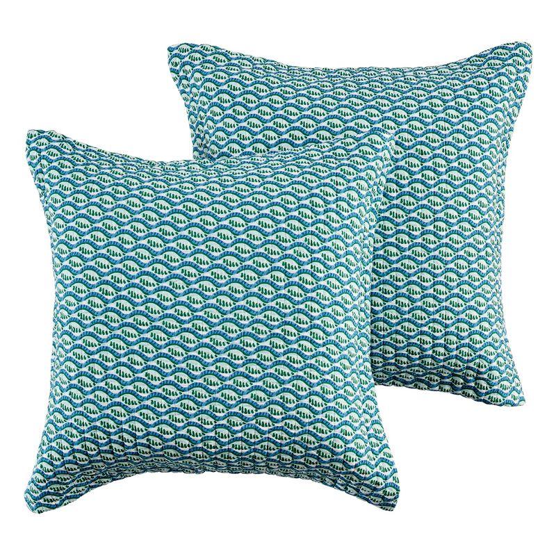 Danika Green and Teal Cotton Euro Sham Set of 2