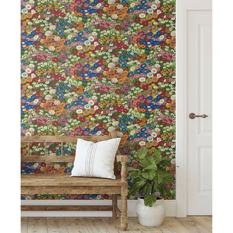 NextWall Floral Meadow Peel and Stick Wallpaper: Self-Adhesive Vinyl, Botanical Pattern, Smooth Finish, 30.75 Sq Ft Coverage