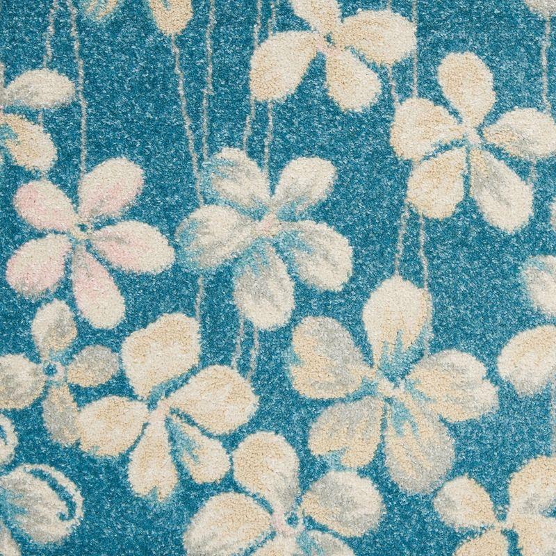 Nourison Tranquil 4' X 6' Turquoise Area Rug Bohemian Botanical Vine and Bloom by Nourison