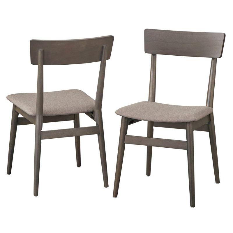 Lifestorey Set of 2 Newington Mid Century Modern Dining Chairs Charcoal Gray: Mid-Century Design, Rubberwood Frame, Polyester Upholstery