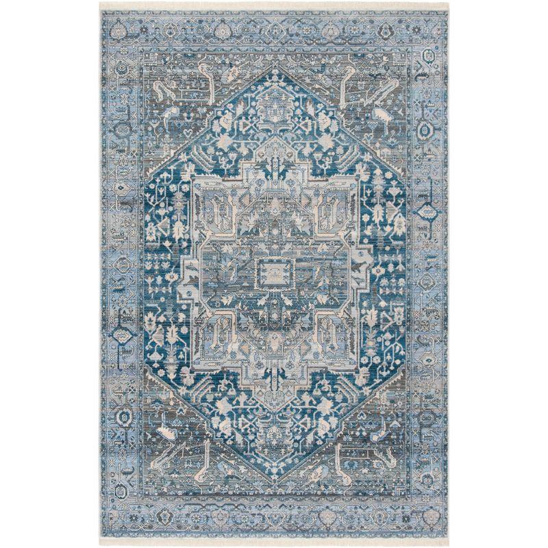 Vintage Blue Rectangular Synthetic Area Rug 5' x 7'