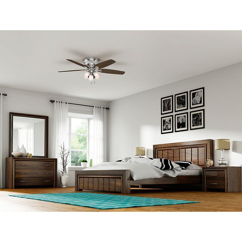 52" Builder Low Profile 5 - Blade Flush Mount Ceiling Fan with Pull Chain and Light Kit Included