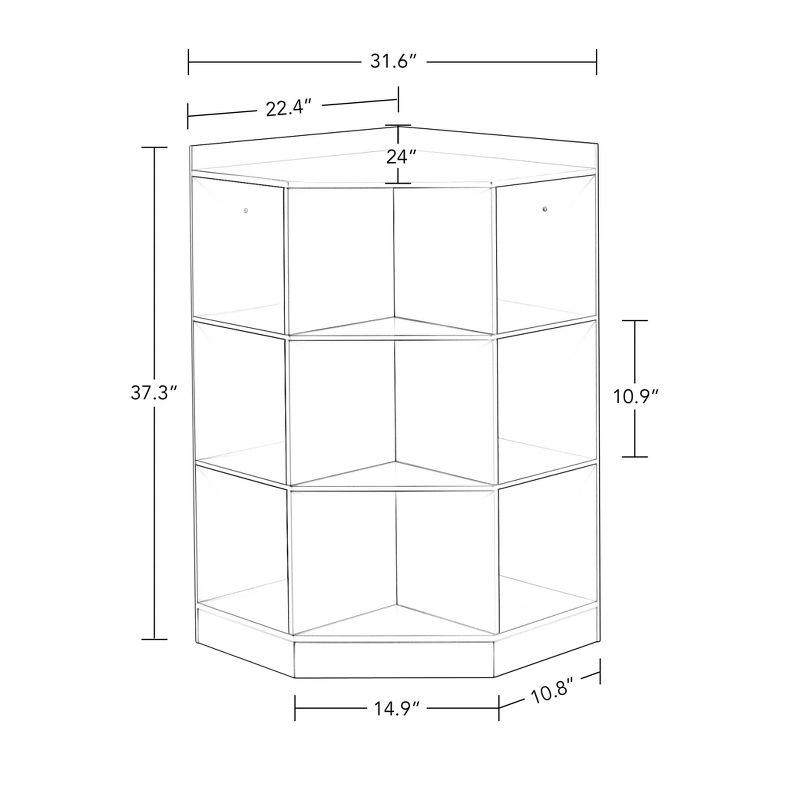 Gray Kids Corner Cabinet with 6 Cubbies and 3 Shelves