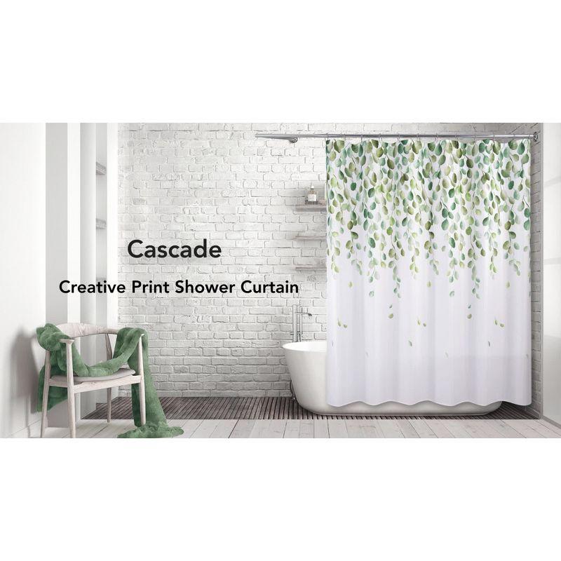 Cascade Shower Curtain - Allure Home Creations: Ombre Botanical Design, Polyester, Machine Washable