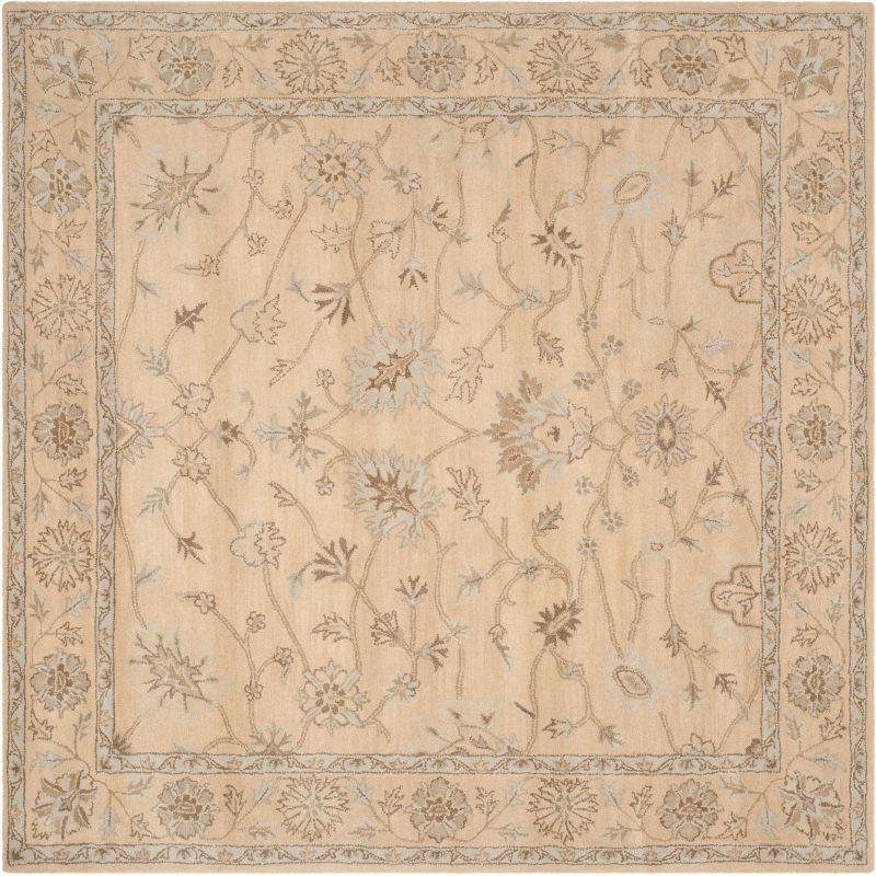 Handmade Wyndham Wool Square Tufted Rug in Light Gold - 7'x7'