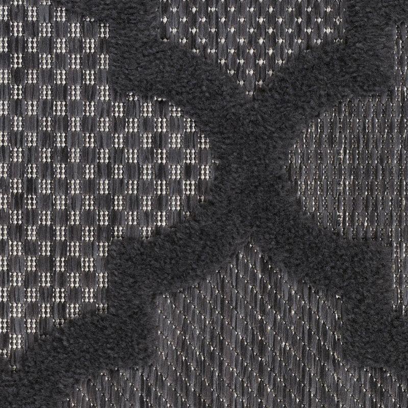 Nourison Easy Care 5' x 7' Charcoal Black Modern Flatweave Indoor/Outdoor Rug