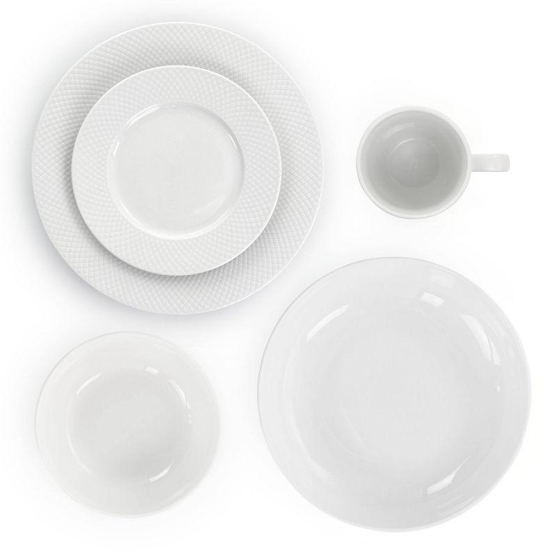 18pc Porcelain Maisy Round Dinnerware Set White - Elama: Dishware Set, Service for 4, Microwave & Dishwasher Safe