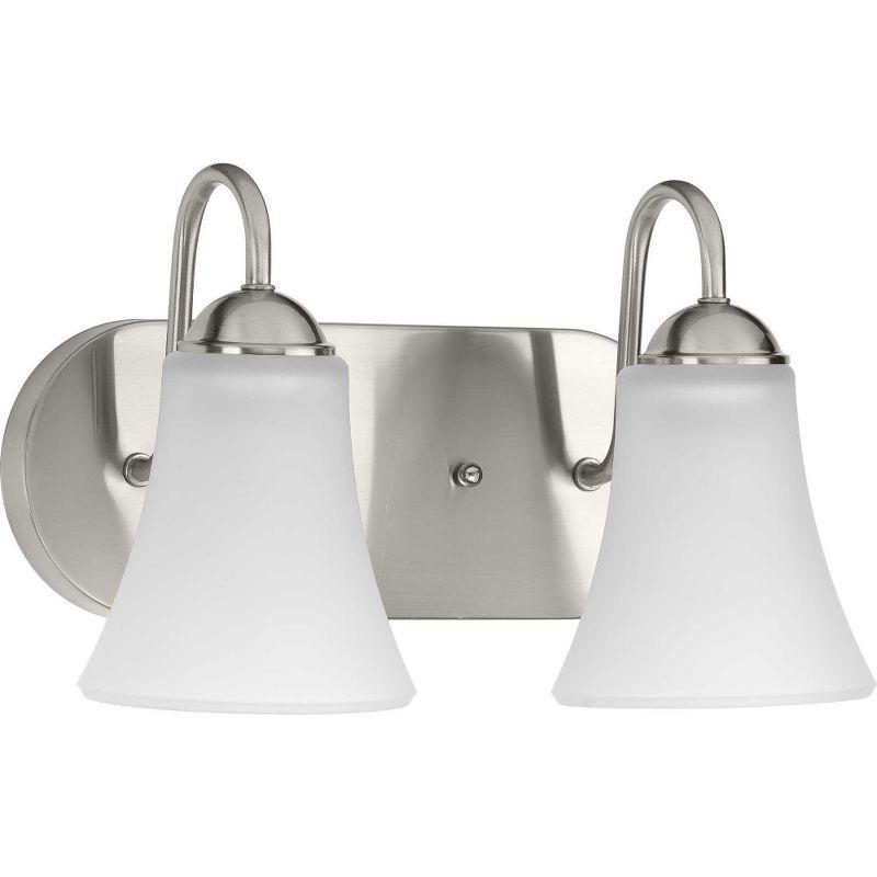 Progress Lighting, Classic Collection, 2-Light Bath Vanity, Brushed Nickel, Etched Glass Shade