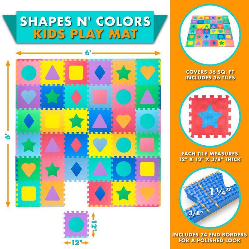 Colorful Shapes and Colors Foam Puzzle Play Mat, 36 Sq Ft