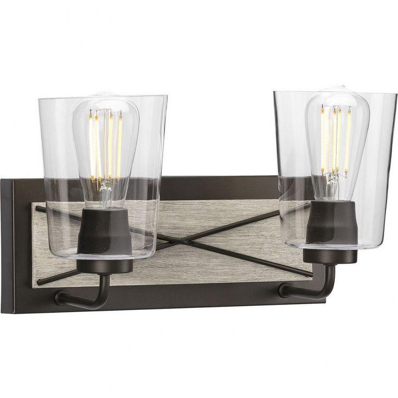 Progress Lighting Briarwood 2-Light Bath Wall Light, Graphite, Clear Glass Shade