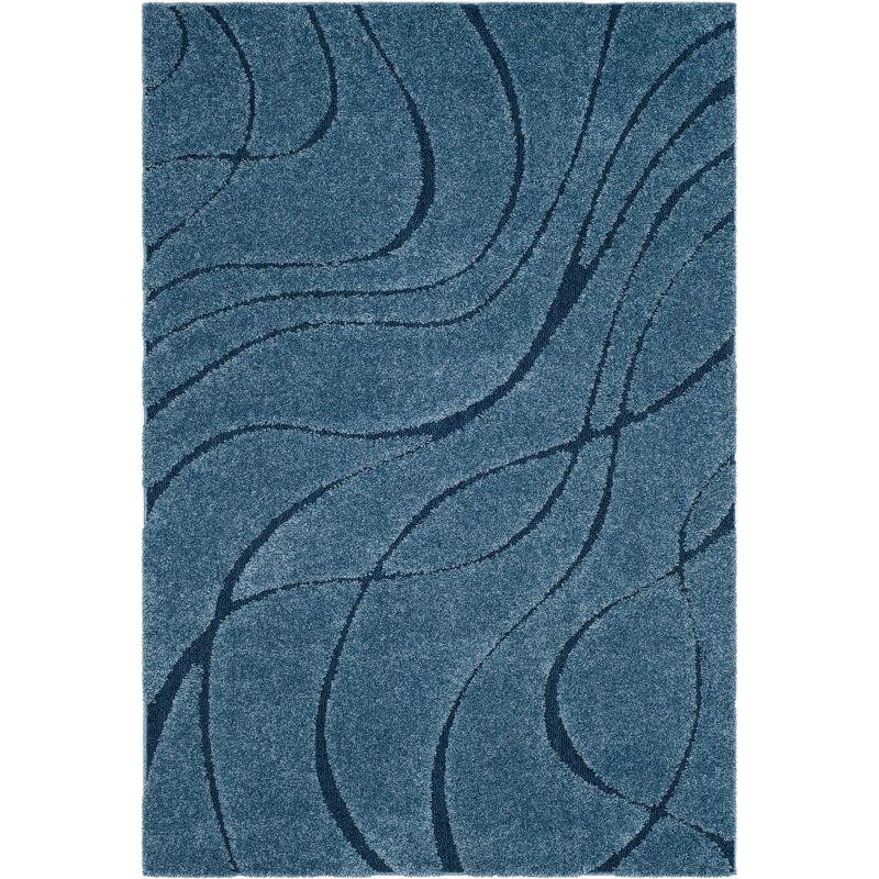 Florida Shag SG471 Power Loomed Indoor Area Rug - Light Blue/Blue - 5'3"x7'6" - Safavieh