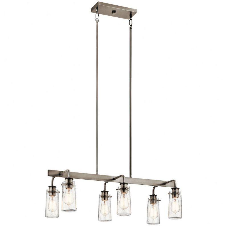 Classic Pewter 6-Light Linear Chandelier with Clear Seeded Glass