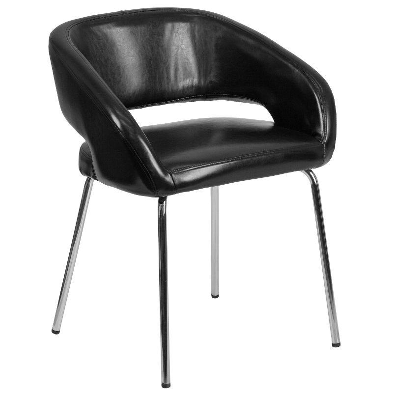 Contemporary Black LeatherSoft Lounge Chair with Chrome Legs