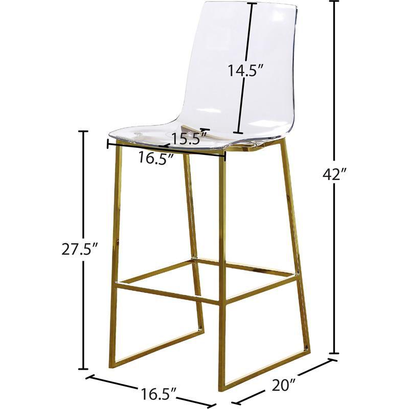 Meridian Furniture Lumen Gold Metal/Lucite Polycarbonate Stool