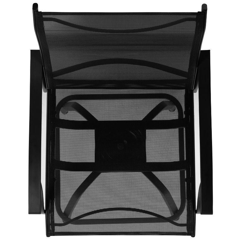 All-Weather Textilene Swivel Patio Bar Stools Set of 2 in Black