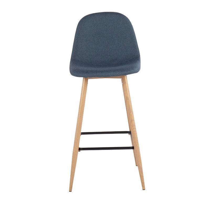 Set of 2 Pebble Metal Polyester Barstools Natural/Blue - LumiSource: Fixed Height, Footrest, Armless