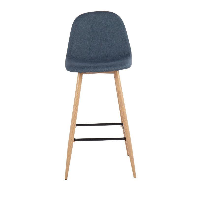 Blue Fabric and Metal Swivel Barstools, 39.25" Height, Set of 2