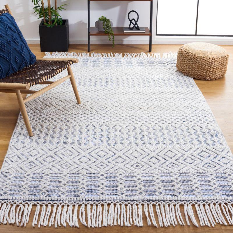 Hand-Tufted Casablanca Blue Wool Shag Area Rug 8' x 10'