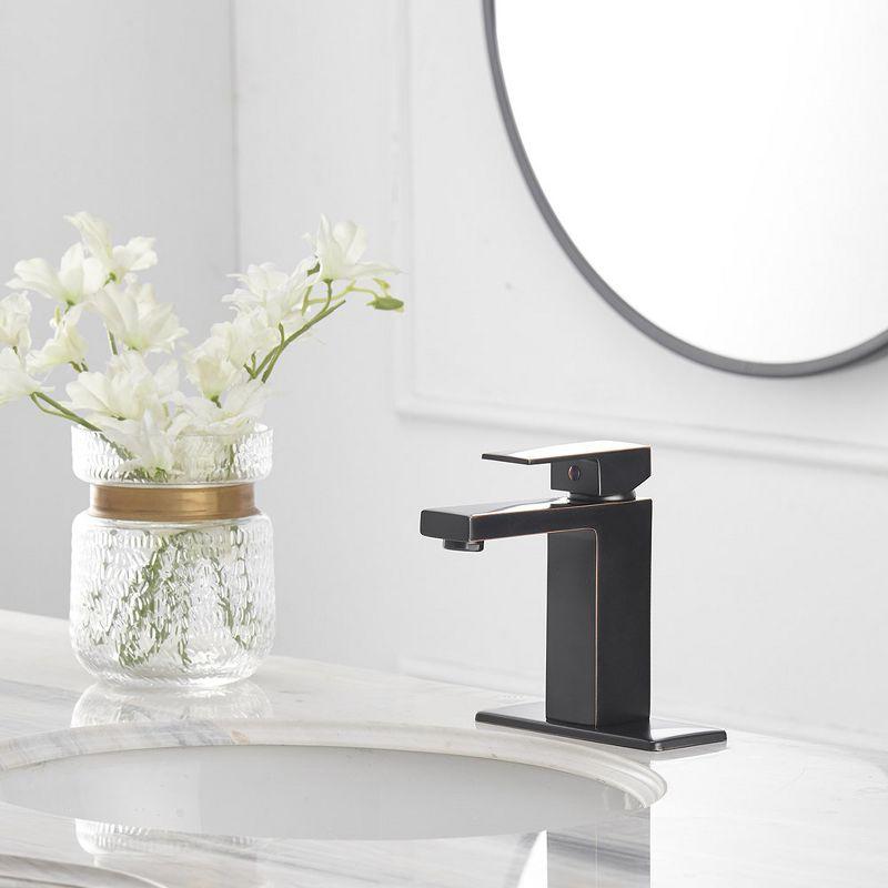 Oil-Rubbed Bronze Single-Handle Low-Arc Bathroom Faucet with Pop-Up Drain