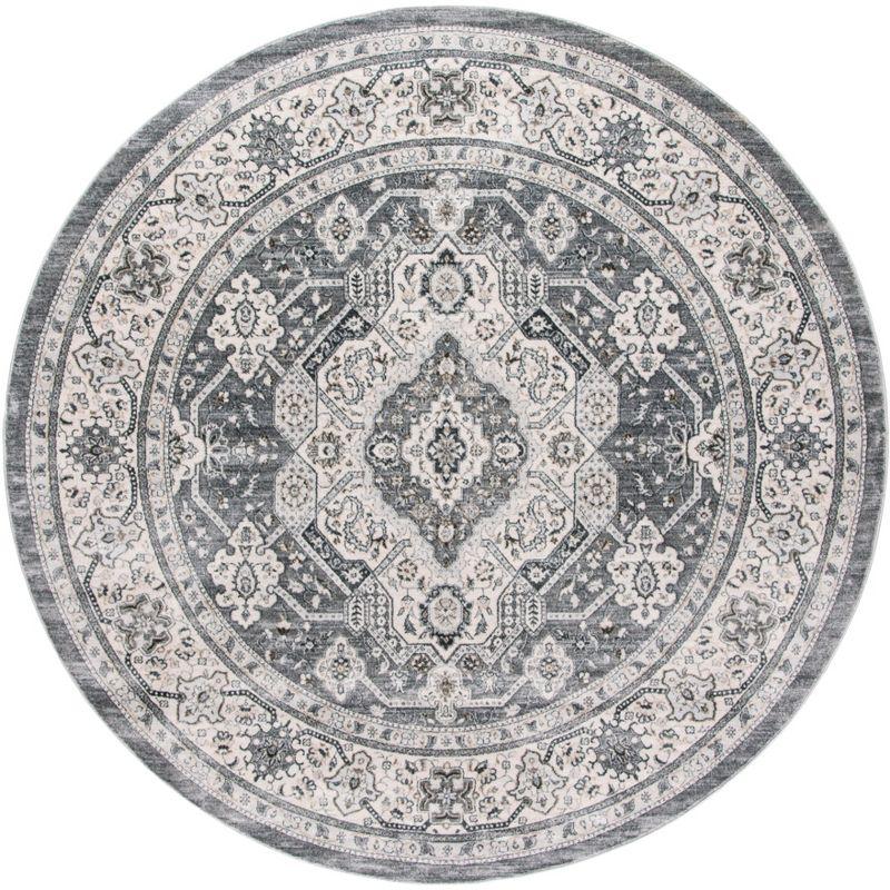 Isabella ISA916 Power Loomed Area Rug - Grey/Cream - 6'7" Round - Safavieh