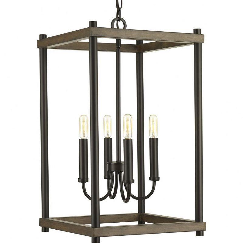 Antique Bronze Dual-Tone 4-Light Pendant with Weathered Accents