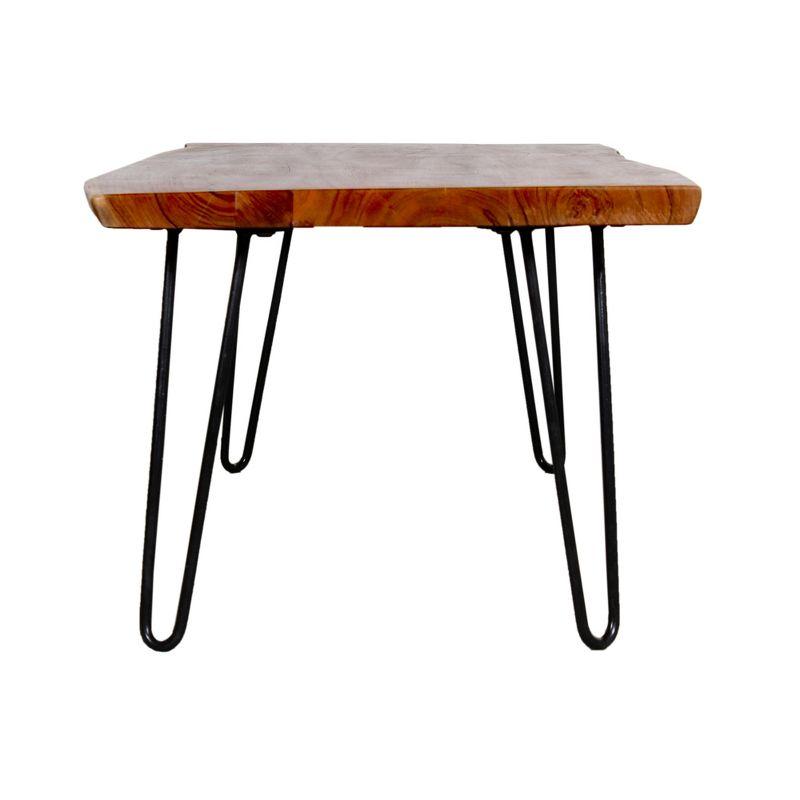 Alaterre Furniture 48" Hairpin Natural Brown Live Edge Large Coffee Table: Acacia Wood, Nylon Floor Protectors