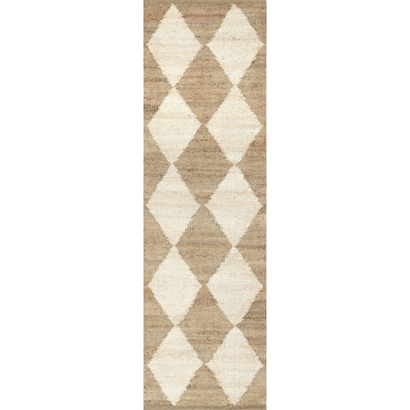 Nuloom Louie Diamond Checkerboard Jute Area Rug, 2' x 8', Natural
