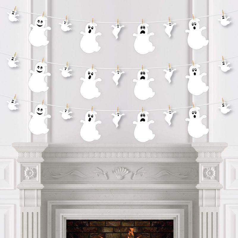 Big Dot of Happiness Spooky Ghost - Halloween Party DIY Decorations - Clothespin Garland Banner - 44 Pieces