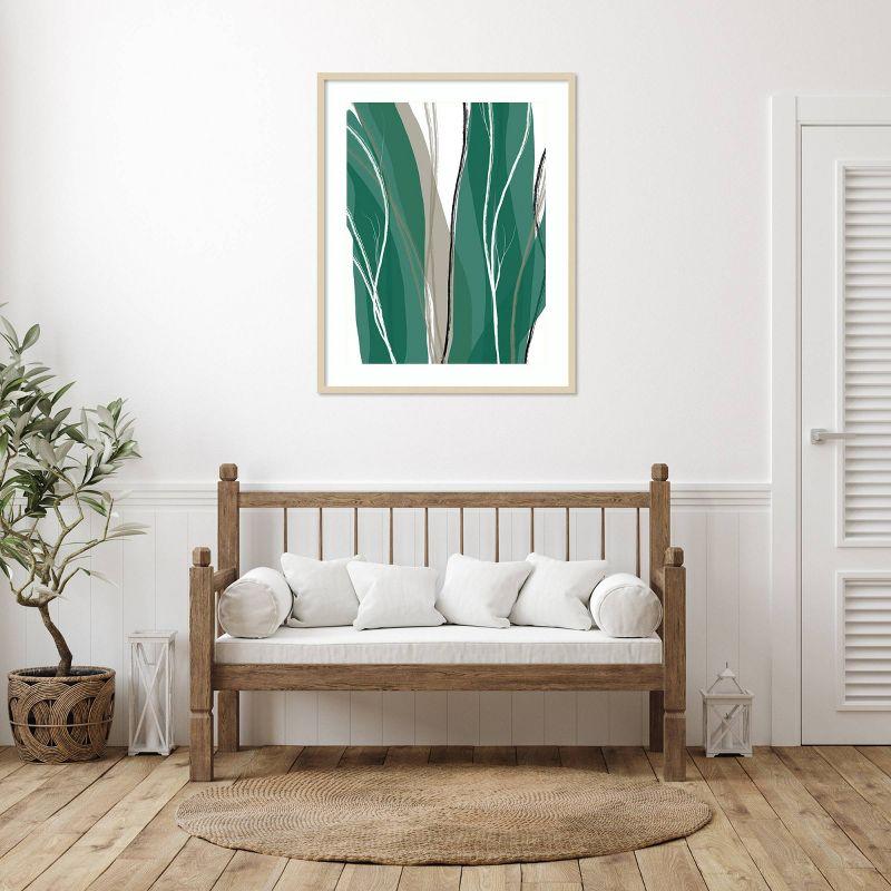 Sea Meadow IV Green and Beige Abstract Framed Wall Art