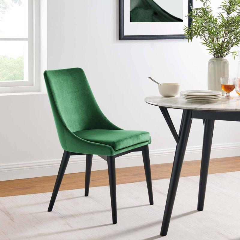 Emerald Velvet Upholstered Side Chair with Wood and Metal Legs