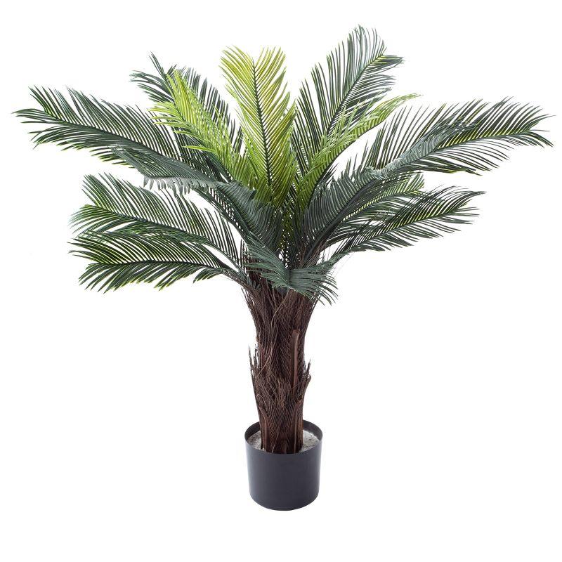 Pure Garden Artificial Palm Tree - Potted Faux Plant for Office or Home Decor - Realistic Greenery for Indoor or Outdoor Use