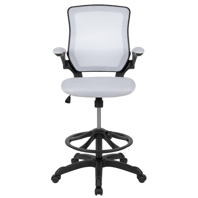 Mid-Back Mesh Ergonomic Drafting Chair with Foot Ring and Flip-Up Arms