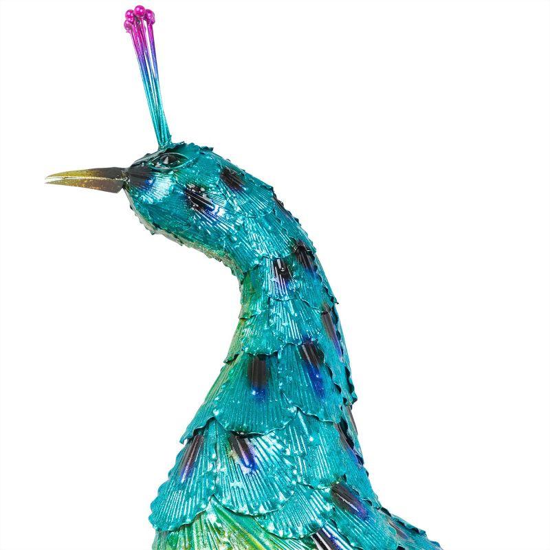 Alpine Corporation Jumbo Size Blue Majestic Tail Down Peacock Décor: 53"L Iron Garden Statue