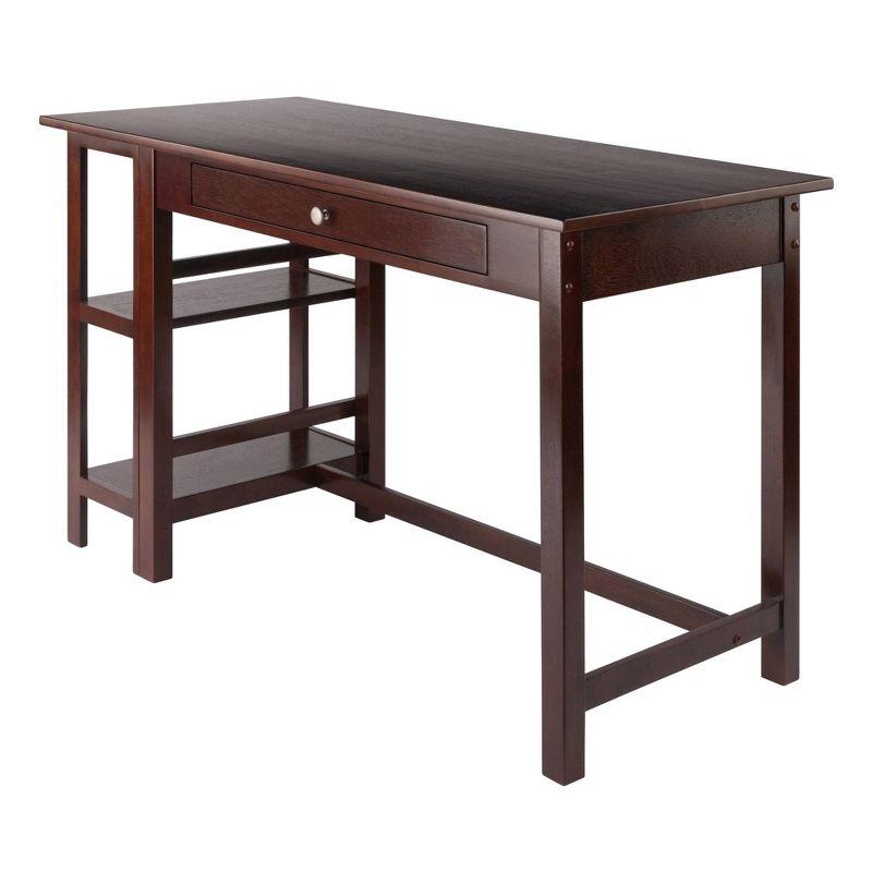 Velda Writing Desk Walnut - Winsome: Hardwood & MDF, Side Shelves, Modern Style