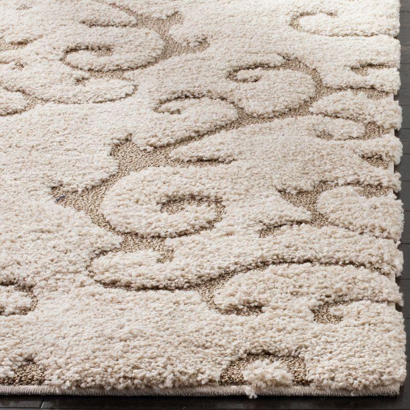 Florida Shag SG470 Power Loomed Indoor Accent Rug - Cream/Beige - 4'x4' Square - Safavieh