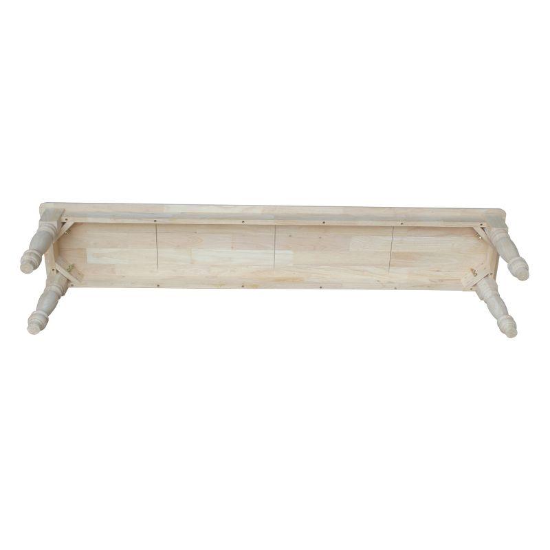 72" Shaker Style Bench with Turned Legs Unfinished - International Concepts: Solid Wood, Entryway Seating