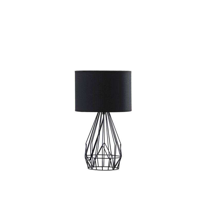 17.5" Industrial Farm Metal Cage Table Lamp Black - Ore International: Modern Accent, Linen Shade, UL Listed