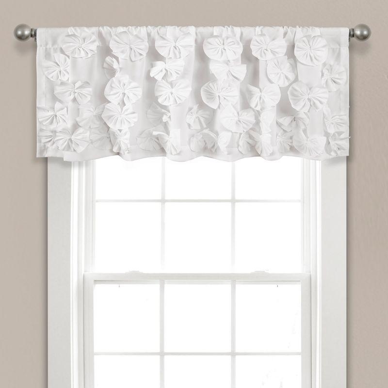 White Cascading Bow Rod Pocket Window Valance