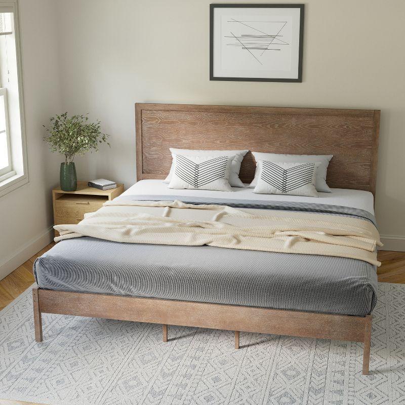 Flash Furniture Asher Solid Wood Platform Bed with Wooden Slats and Headboard, No Box Spring Needed