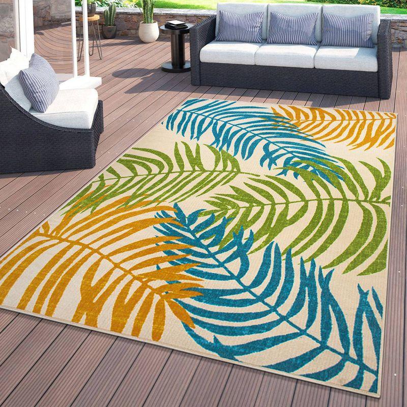 World Rug Gallery Floral Leaves Flatweave Indoor/Outdoor Area Rug