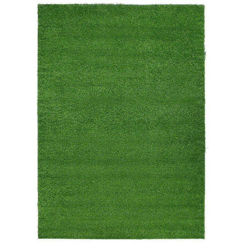 World Rug Gallery Artificial Turf Solid Grass Indoor Outdoor Area Rug