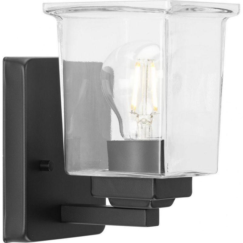 Progress Lighting Gilmour 1-Light Wall Sconce, Matte Black, Clear Glass Shade