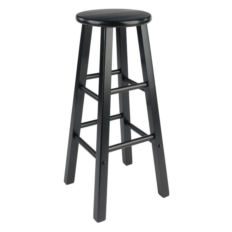 Transitional Solid Wood 29" Adjustable Black Bar Stool Set