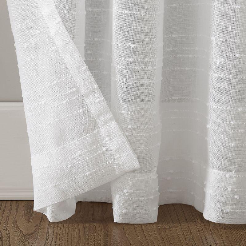 Clean Window Sheer Textured Slub Striped Anti-Dust Linen Blend Curtain Panel